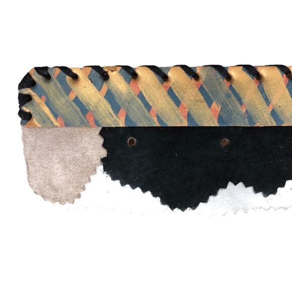 Karinne Womens Size S Belt Handcrafted Art to Wear Leather Metallic Abstract VTG main image 6